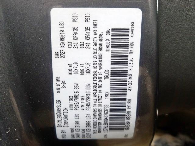 1D7HL38K64S763769 - 2004 DODGE DAKOTA QUAD SPORT  photo 10