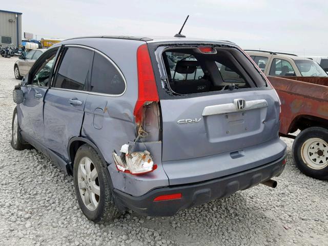 JHLRE38798C027559 - 2008 HONDA CR-V EXL BLUE photo 3