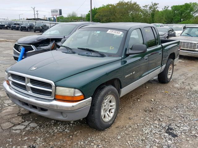 1B7HL2AX11S286142 - 2001 DODGE DAKOTA QUA GREEN photo 2