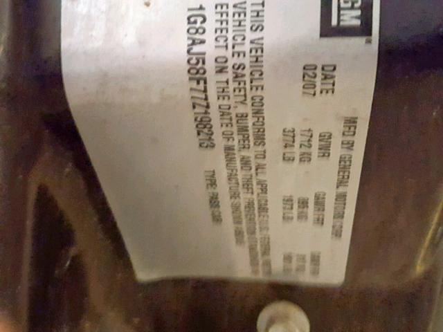 1G8AJ58F77Z198213 - 2007 SATURN ION LEVEL GRAY photo 10