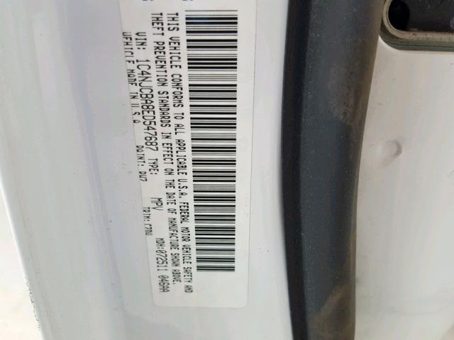 1C4NJCBA8ED547687 - 2014 JEEP COMPASS SP Ақ фото 10