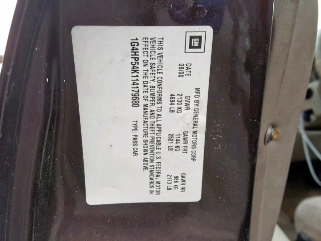 1G4HP54K114179680 - 2001 BUICK LESABRE CU BROWN photo 10