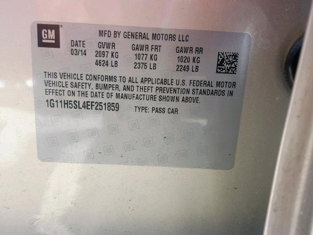 1G11H5SL4EF251859 - 2014 CHEVROLET MALIBU LTZ 棕色 照片 10