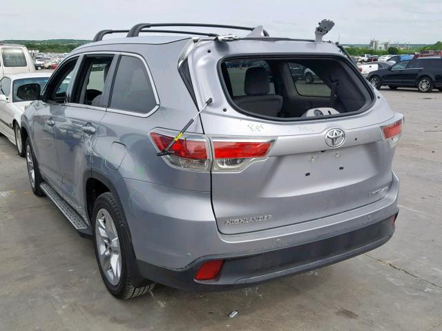 5TDDKRFH6FS106827 - 2015 TOYOTA HIGHLANDER SILVER photo 3