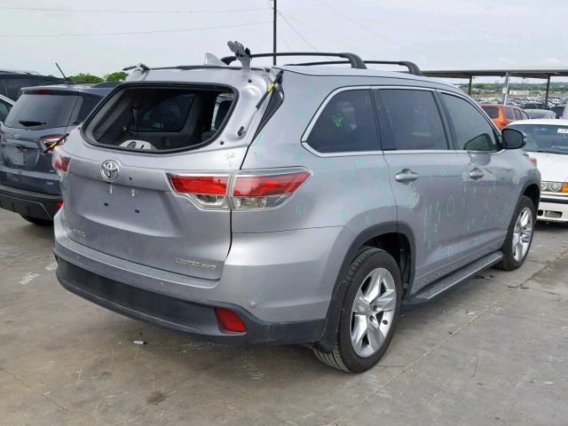 5TDDKRFH6FS106827 - 2015 TOYOTA HIGHLANDER SILVER photo 4