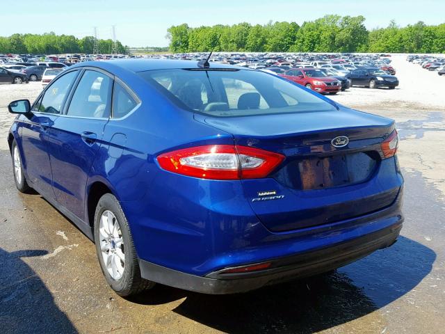 3FA6P0G79GR130027 - 2016 FORD FUSION S BLUE photo 3