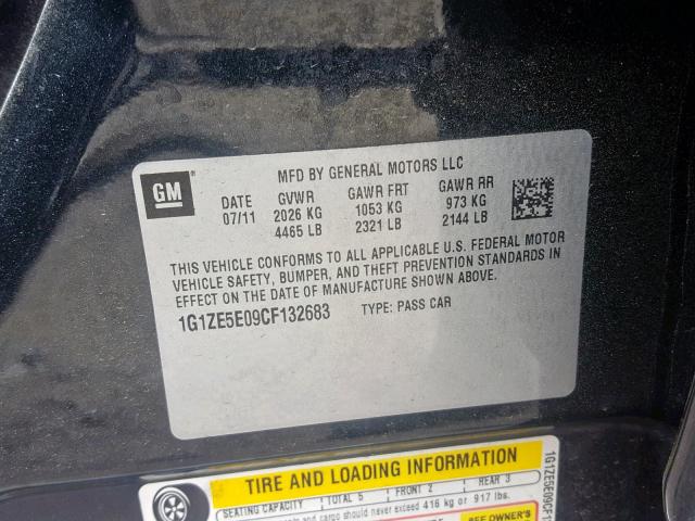 1G1ZE5E09CF132683 - 2012 CHEVROLET MALIBU LTZ 黑色 照片 10