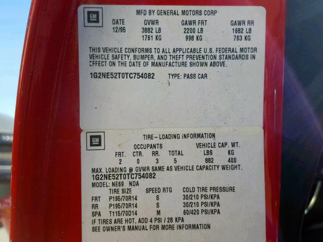 1G2NE52T0TC754082 - 1996 PONTIAC GRAND AM S RED photo 10