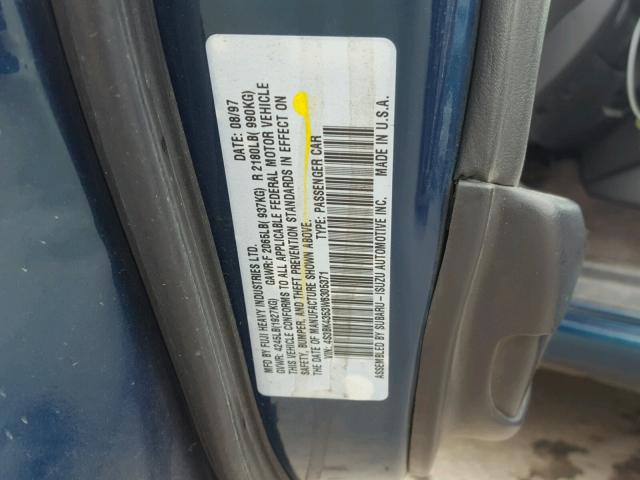 4S3BK4353W6305371 - 1998 SUBARU LEGACY L BLUE photo 10