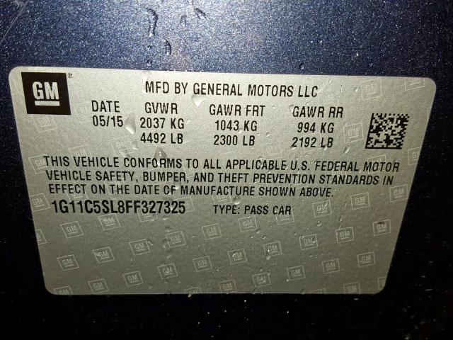 1G11C5SL8FF327325 - 2015 CHEVROLET MALIBU 1LT 蓝色 照片 10