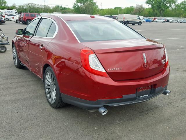 1LNHL9EK5DG604919 - 2013 LINCOLN MKS MAROON photo 3