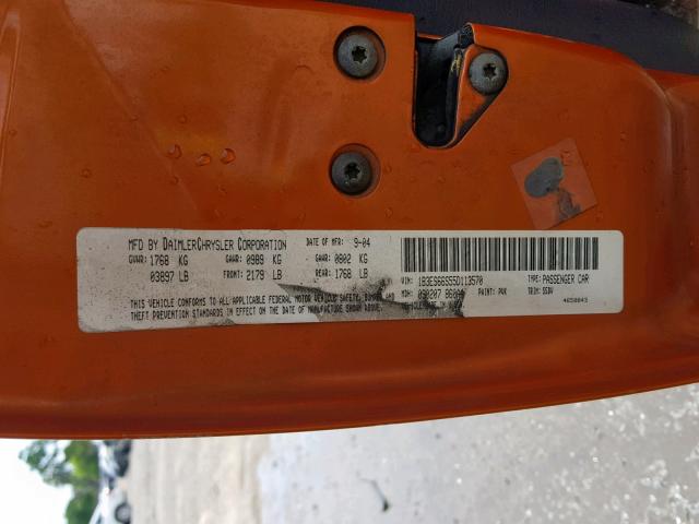 1B3ES66S55D113570 - 2005 DODGE NEON SRT-4 ORANGE photo 10