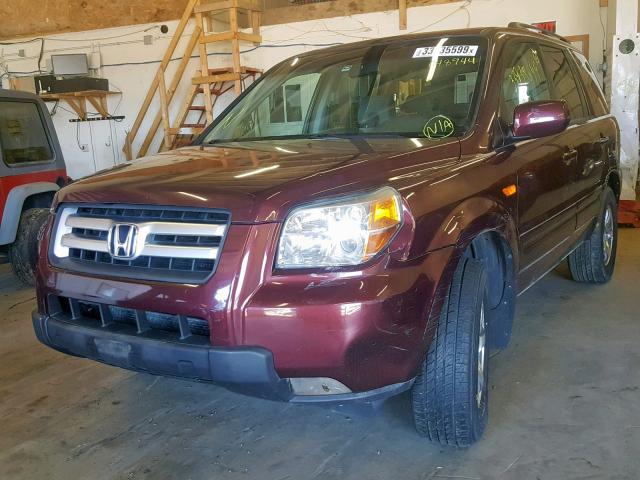 5FNYF18348B048944 - 2008 HONDA PILOT SE MAROON photo 2