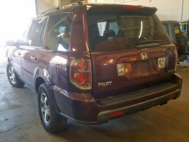 5FNYF18348B048944 - 2008 HONDA PILOT SE MAROON photo 3