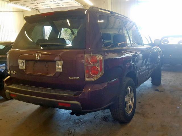 5FNYF18348B048944 - 2008 HONDA PILOT SE MAROON photo 4