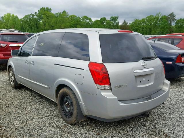 5N1BV28UX7N113721 - 2007 NISSAN QUEST S SILVER photo 3