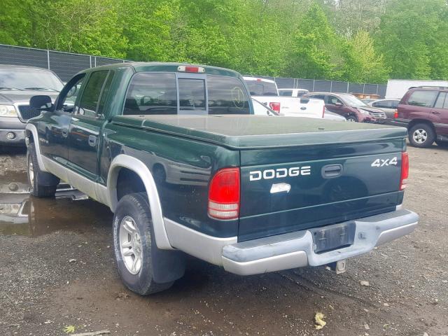 1B7HG48N42S619536 - 2002 DODGE DAKOTA QUA GREEN photo 3