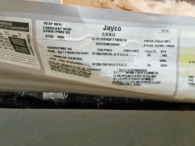 1UJBJ0BN8F77W0210 - 2015 JAYCO JAYFLIGHT  WHITE photo 10