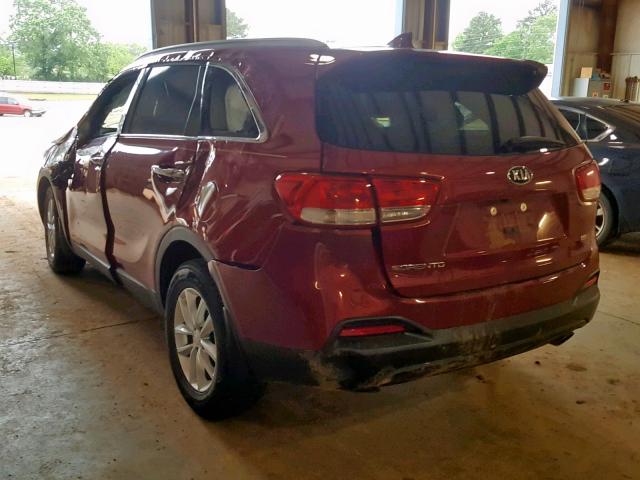 5XYPG4A34JG363620 - 2018 KIA SORENTO LX RED photo 3