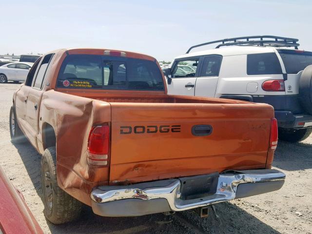 1B7GL2AN9YS629154 - 2000 DODGE DAKOTA QUA ORANGE photo 3