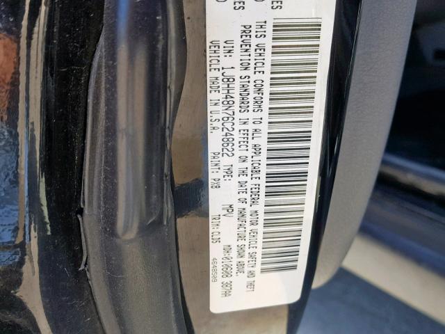 1J8HH48N76C248622 - 2006 JEEP COMMANDER შავი ფოტო 10