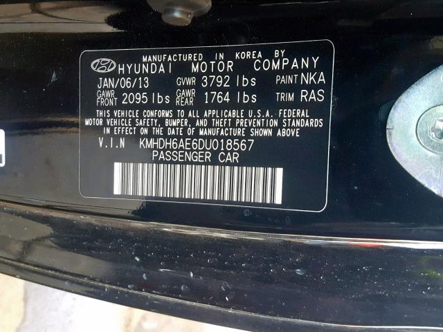 KMHDH6AE6DU018567 - 2013 HYUNDAI ELANTRA CO BLACK photo 10