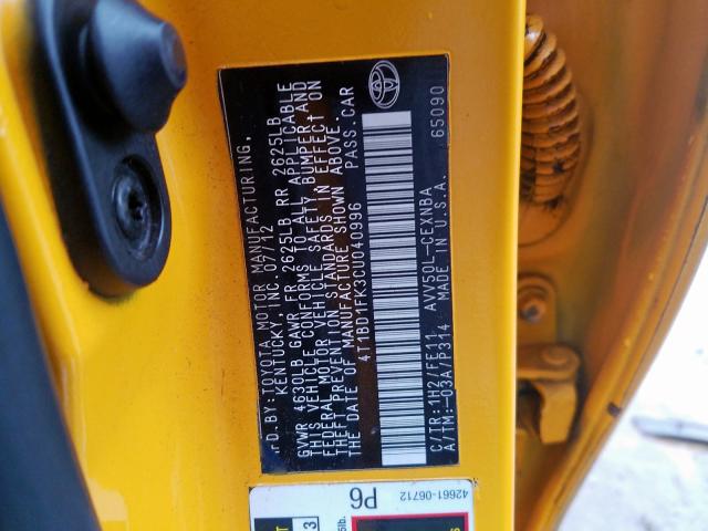 4T1BD1FK3CU040996 - 2012 TOYOTA CAMRY HYBRID  photo 10