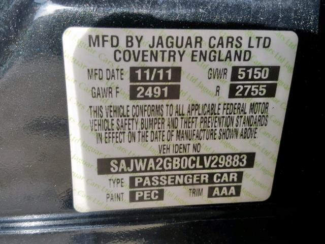 SAJWA2GB0CLV29883 - 2012 JAGUAR XJL BLACK photo 10