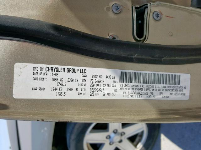 1J4NT4FA4AD515513 - 2010 JEEP COMPASS SP 金色 照片 10