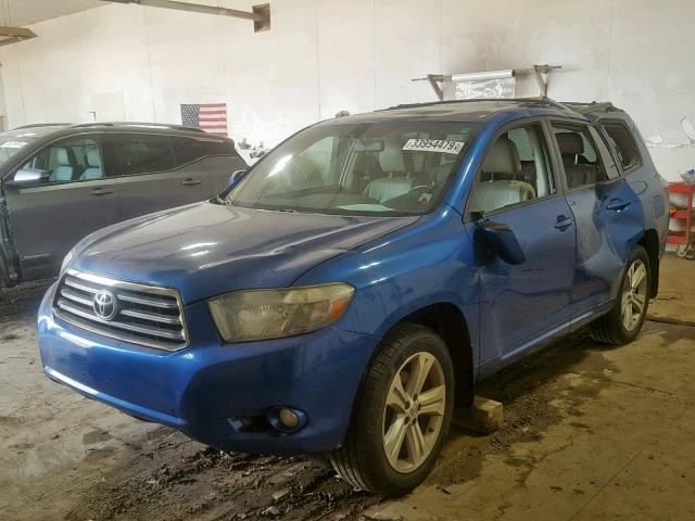 JTEES43A782016798 - 2008 TOYOTA HIGHLANDER BLUE photo 2