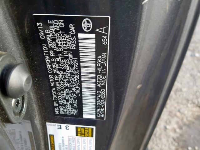 JTKJF5C72E3079291 - 2014 TOYOTA SCION TC CHARCOAL photo 10