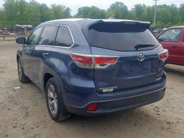 5TDJKRFH0ES030135 - 2014 TOYOTA HIGHLANDER BLUE photo 3