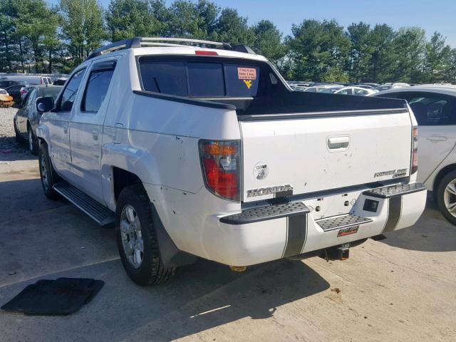 2HJYK16506H522634 - 2006 HONDA RIDGELINE WHITE photo 3