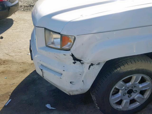 2HJYK16506H522634 - 2006 HONDA RIDGELINE WHITE photo 9