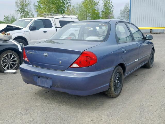 KNAFB121235299303 - 2003 KIA SPECTRA BA BLUE photo 4