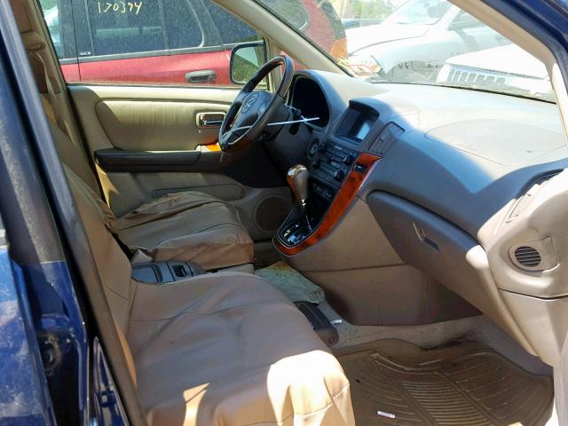 JTJHF10U510224101 - 2001 LEXUS RX 300 BLUE photo 5