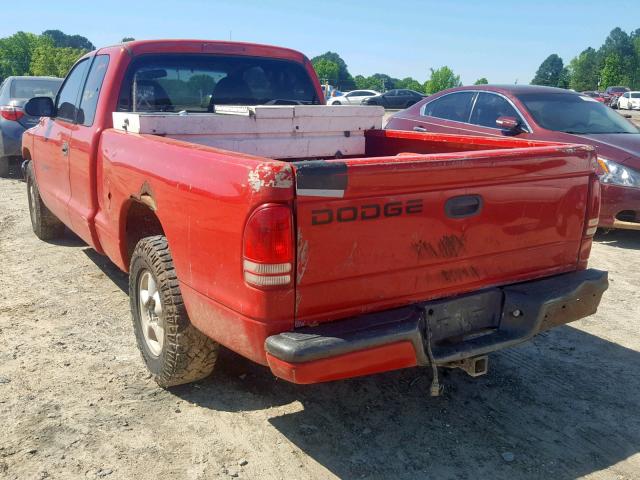 1B7GL22X0WS533894 - 1998 DODGE DAKOTA RED photo 3