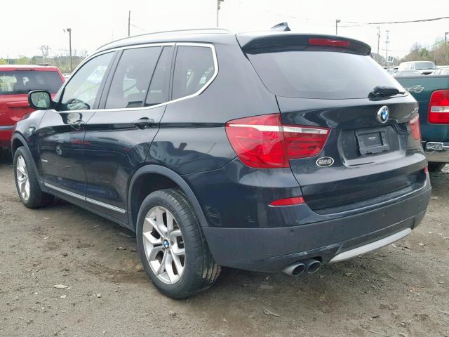 5UXWX7C56BL730856 - 2011 BMW X3 XDRIVE3 BLACK photo 3