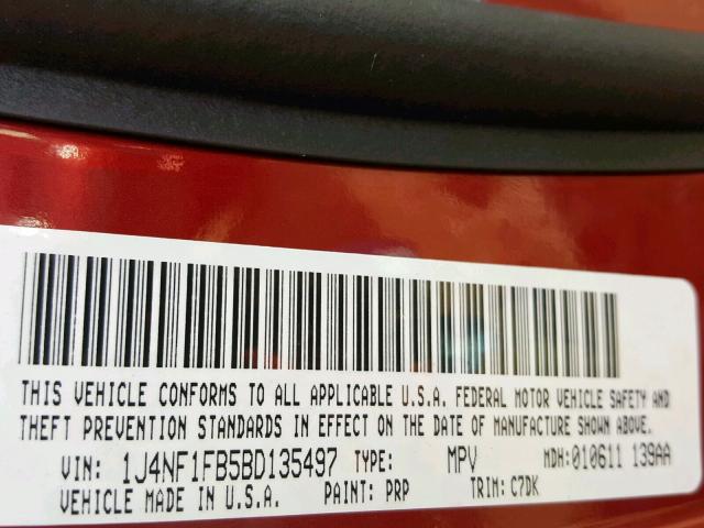 1J4NF1FB5BD135497 - 2011 JEEP COMPASS SP 栗色 照片 10