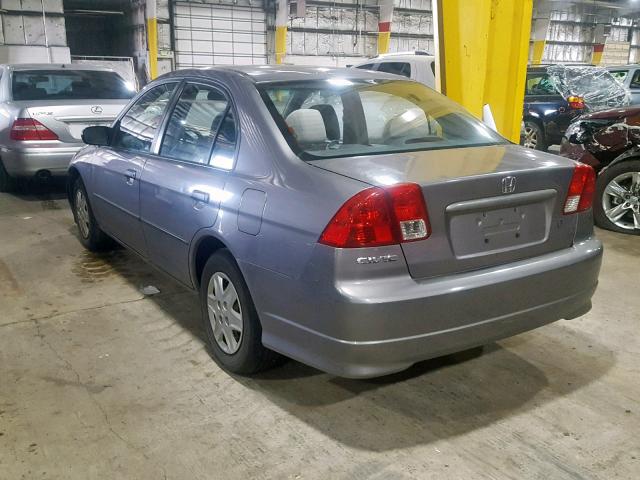 1HGES163X5L020058 - 2005 HONDA CIVIC DX V GRAY photo 3