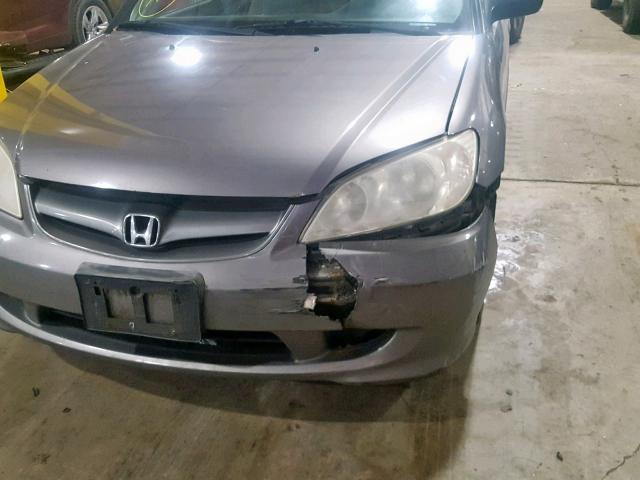 1HGES163X5L020058 - 2005 HONDA CIVIC DX V GRAY photo 9