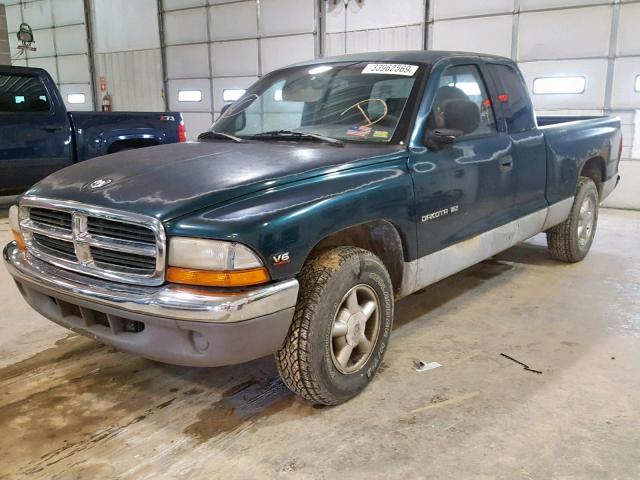 1B7GL23X6VS247738 - 1997 DODGE DAKOTA GREEN photo 2