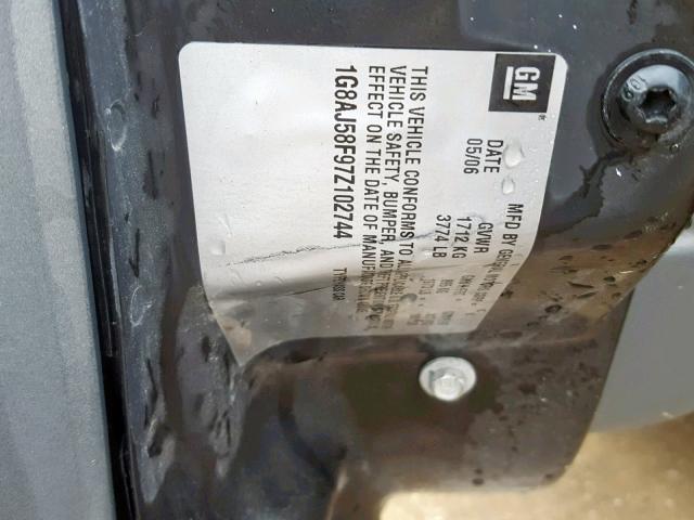 1G8AJ58F97Z102744 - 2007 SATURN ION LEVEL GRAY photo 10