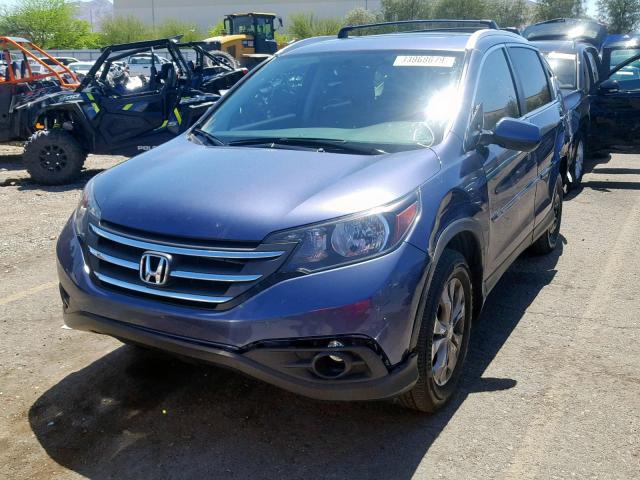 2HKRM4H78EH612414 - 2014 HONDA CR-V EXL BLUE photo 2