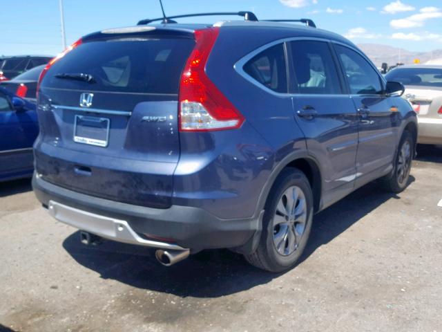 2HKRM4H78EH612414 - 2014 HONDA CR-V EXL BLUE photo 4