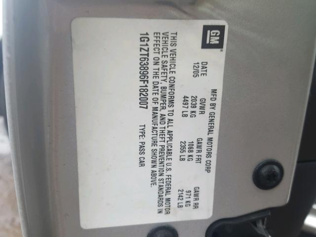 1G1ZT63896F182007 - 2006 CHEVROLET MALIBU MAX SILVER photo 10