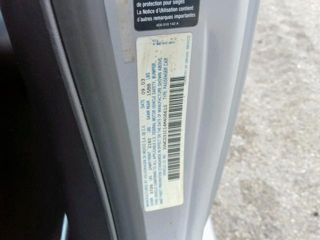 3VWCD31C14M406610 - 2004 VOLKSWAGEN NEW BEETLE Gümüş foto 10