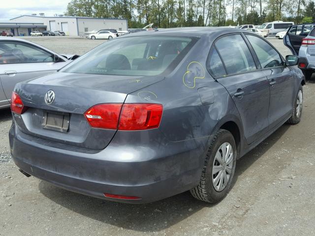 3VW2K7AJ5CM407135 - 2012 VOLKSWAGEN JETTA BASE CHARCOAL photo 4