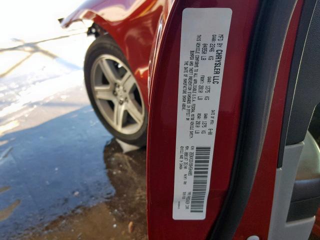 2B3KA33V99H504085 - 2009 DODGE CHARGER SX RED photo 10