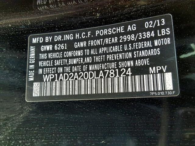 WP1AD2A20DLA78124 - 2013 PORSCHE CAYENNE GT BLACK photo 10